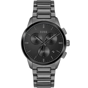 Hugo Boss Dapper 1513929 men's chronograph watch with full grey ion-plated stainless steel design