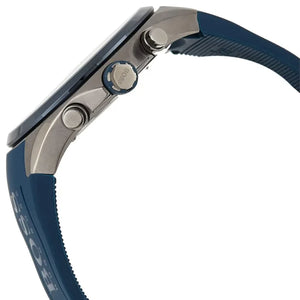 Detailed side view of the gunmetal crown and chronograph buttons on the Hugo Boss 1513856