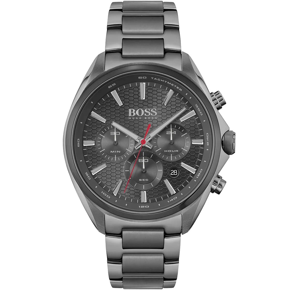 Hugo Boss Distinct 1513858 men's chronograph watch with grey ion-plated stainless steel strap and honeycomb dial