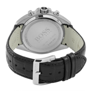 Back view of the Hugo Boss 1512879 watch showing the stainless steel caseback and Driver series details