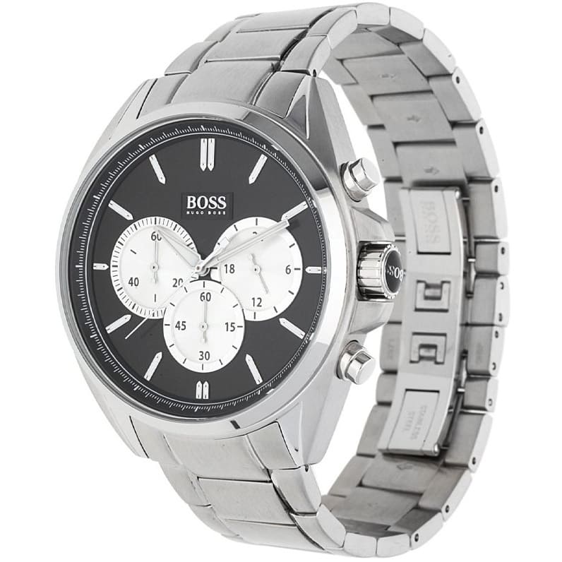 Side profile view of the 12mm thick stainless steel case of the Hugo Boss Driver