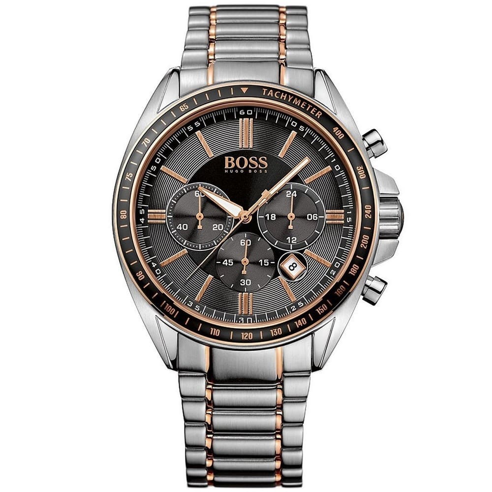 Hugo Boss Driver 1513094 men's chronograph watch with two-tone rose gold and silver strap