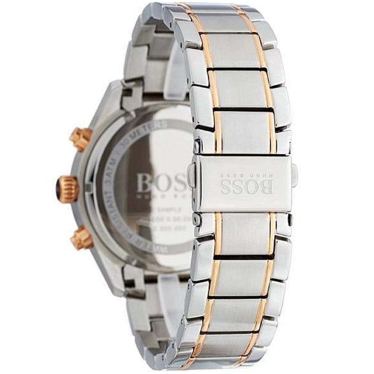 Back view of the Hugo Boss 1513473 watch showing the stainless steel caseback details