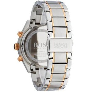 Back view of the Hugo Boss 1513473 watch showing the stainless steel caseback details
