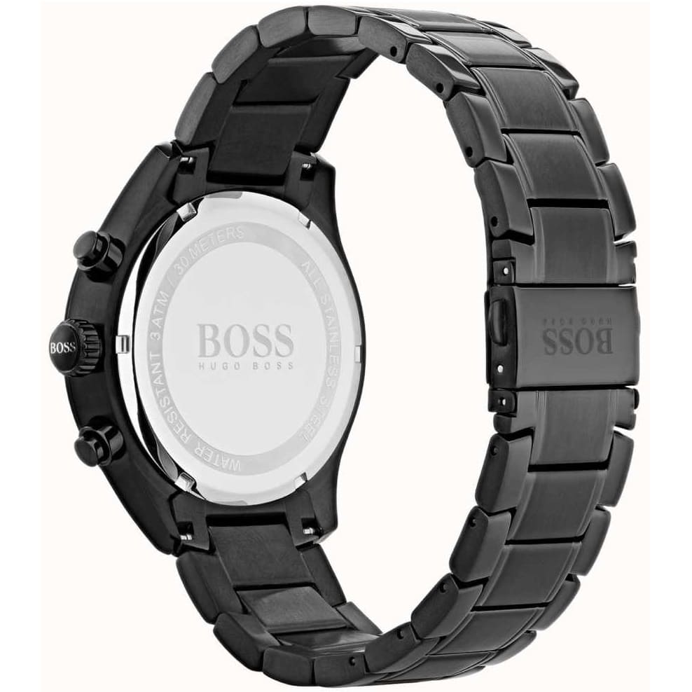 Back view of the Hugo Boss 1513578 watch showing the stainless steel caseback details