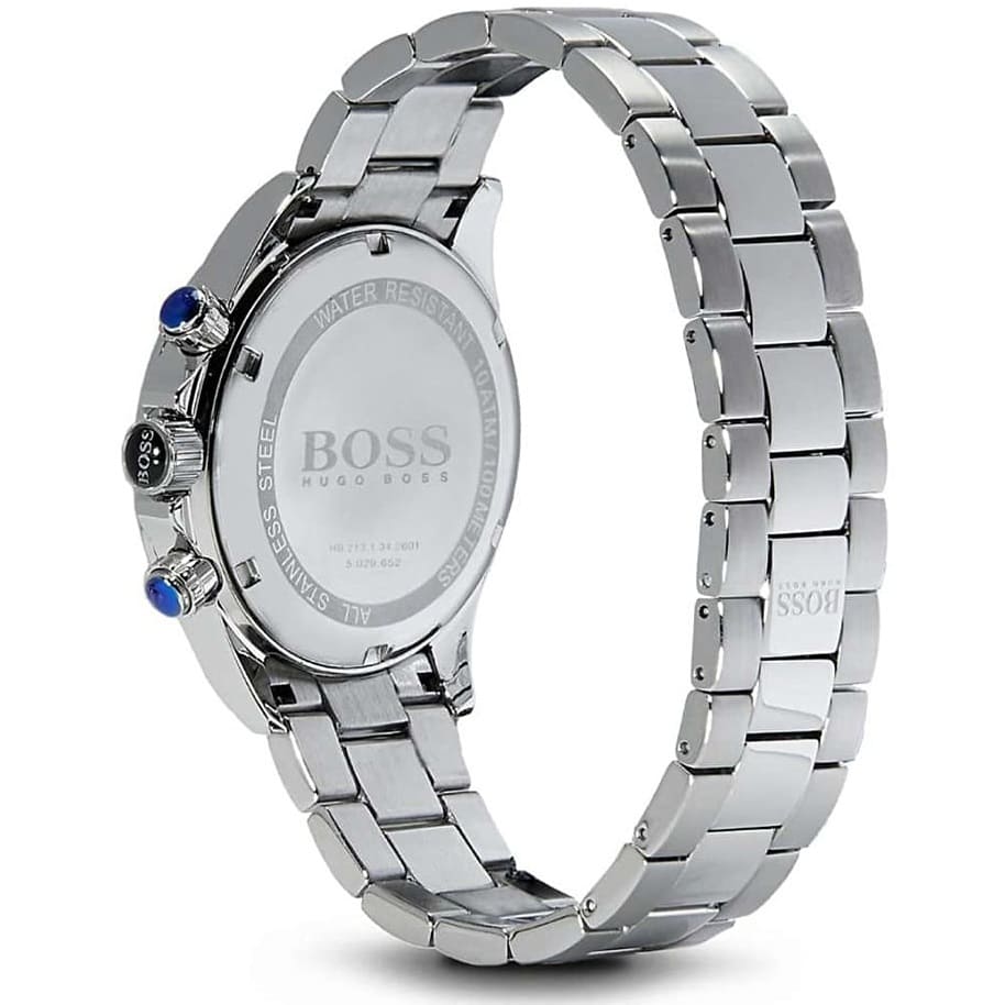 Back view of the Hugo Boss 1512964 watch showing the stainless steel caseback details