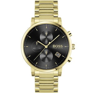 Hugo Boss Integrity 1513781 men's chronograph watch with gold-tone stainless steel strap and black dial