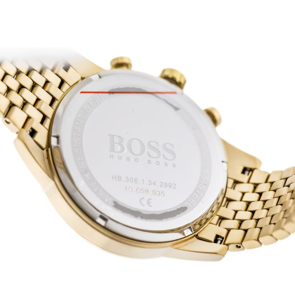 Back view of the Hugo Boss 1513531 watch showing the stainless steel caseback details