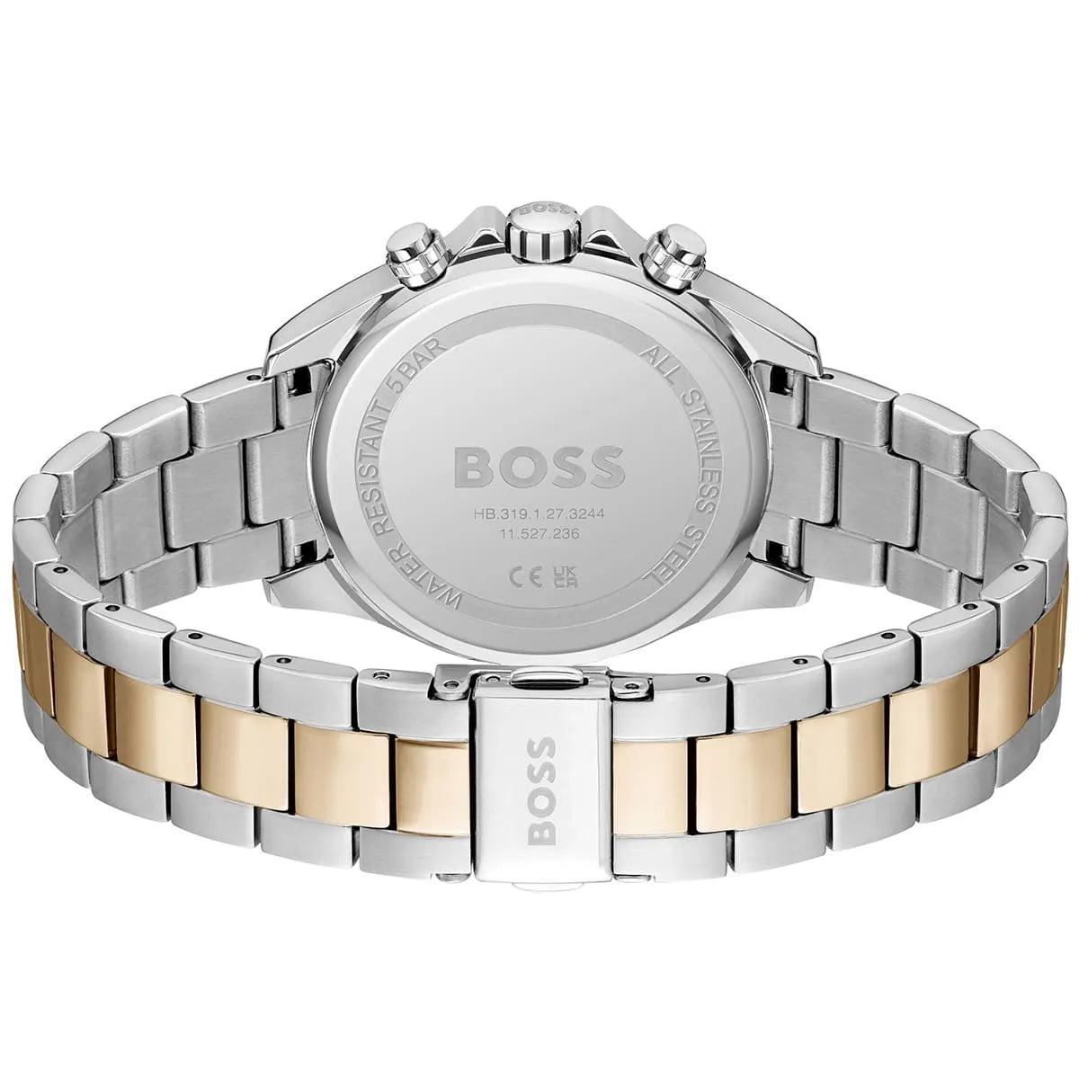 Two-tone stainless steel fold-over clasp on the Hugo Boss 1502617 watch