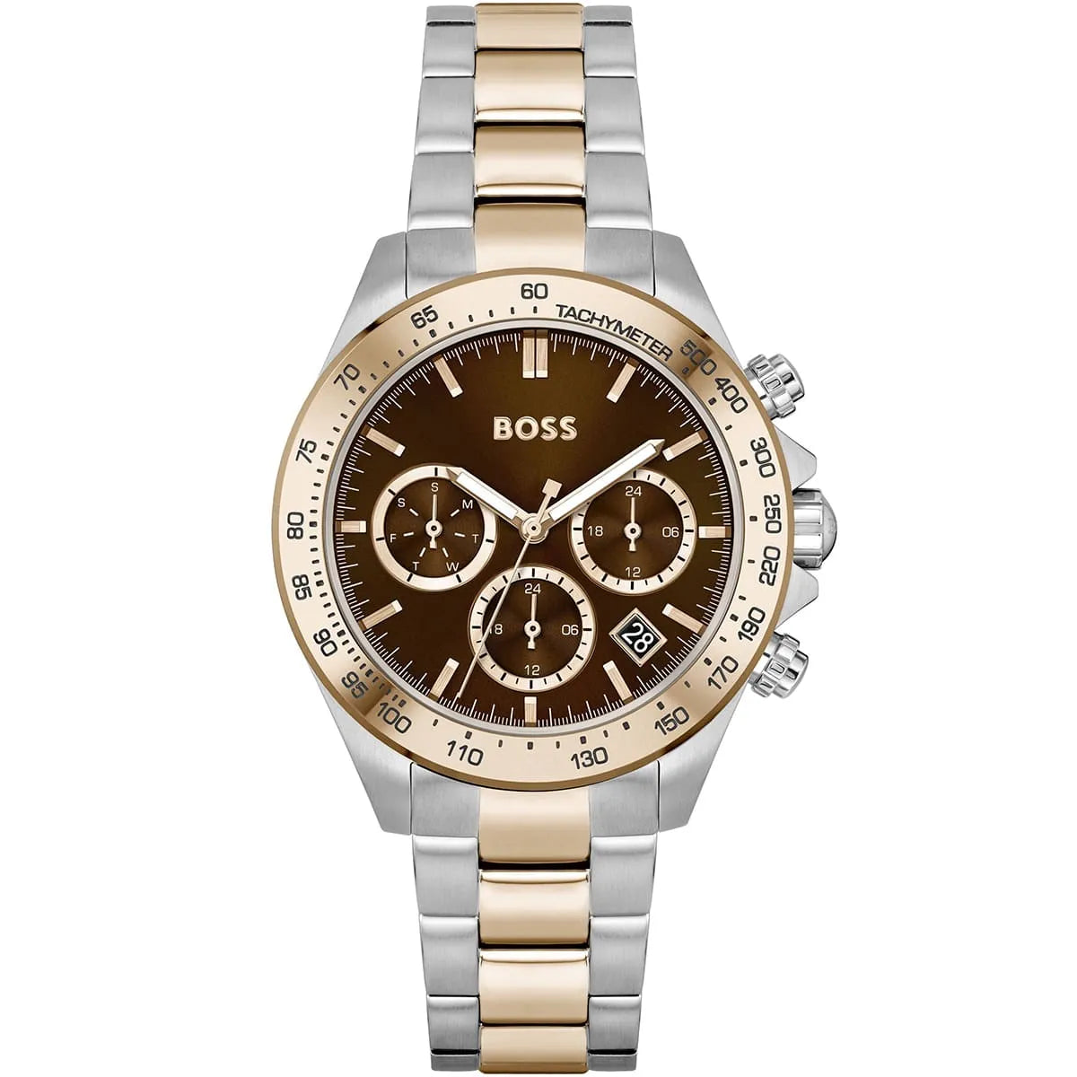 Hugo Boss Novia 1502617 women's watch two-tone silver rose gold brown dial