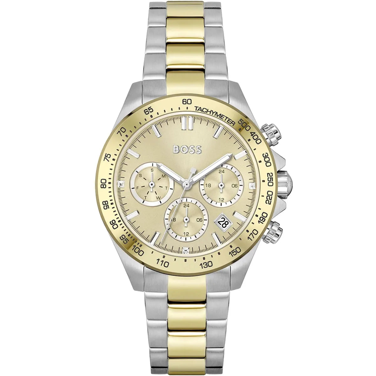 Hugo Boss Novia 1502618 women's watch two-tone silver gold stainless steel champagne dial