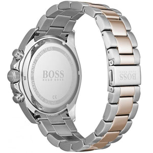 Back view of the Hugo Boss 1513705 watch showing the stainless steel caseback details