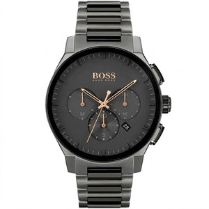 Hugo Boss Peak 1513814 men's chronograph watch with gunmetal grey stainless steel strap and silver hands