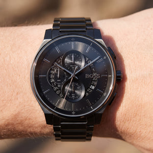 Live wrist shot of Hugo Boss Peak 1514192 chronograph men's watch.