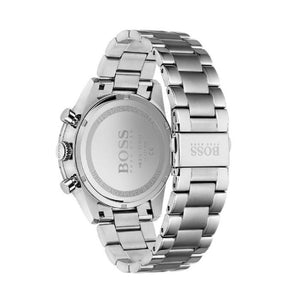 Back view of the Hugo Boss 1513850 watch showing the stainless steel caseback details
