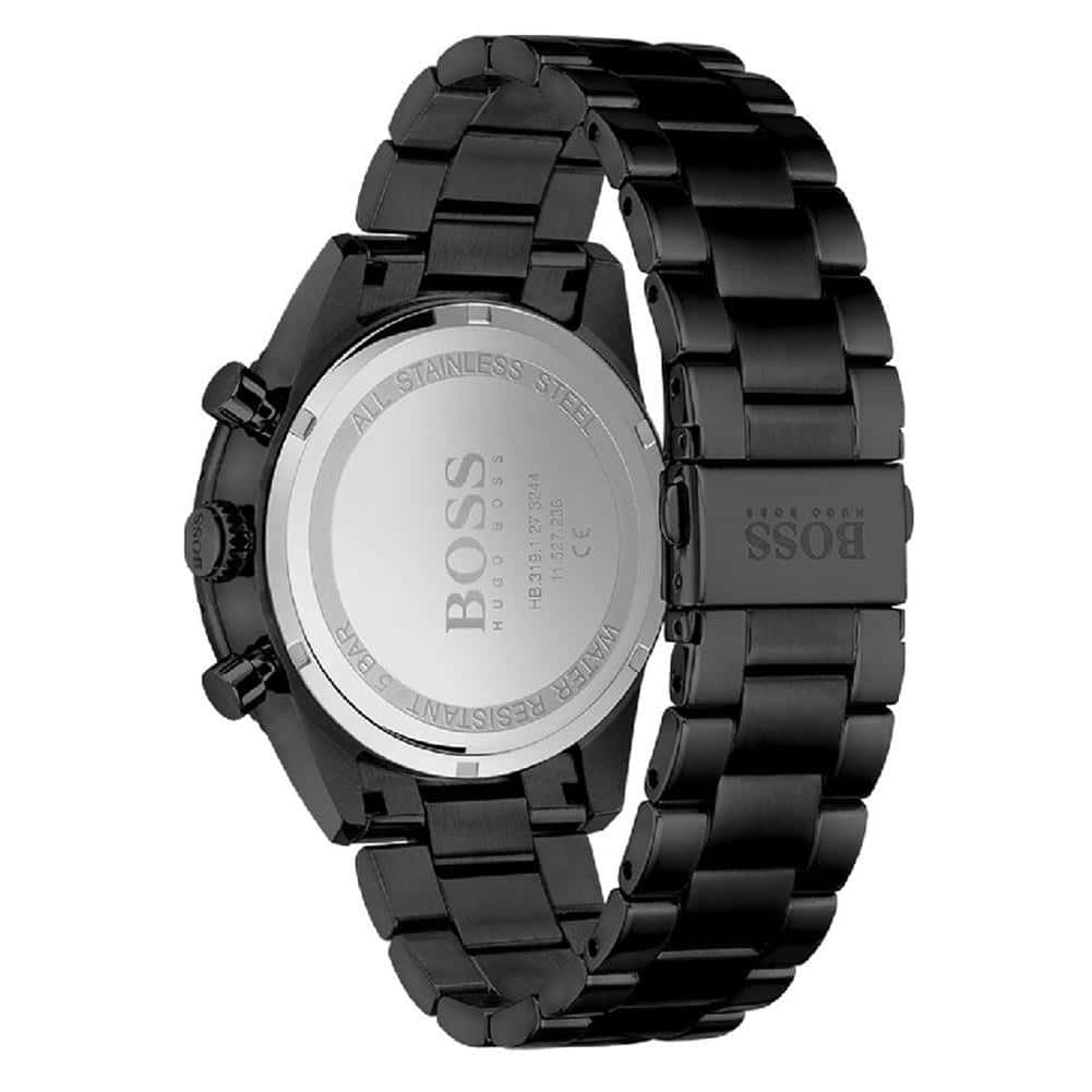Back view of the Hugo Boss 1513854 watch showing the stainless steel caseback details