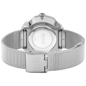 Back case view of Hugo Boss 1502546 watch showing official logo and specs