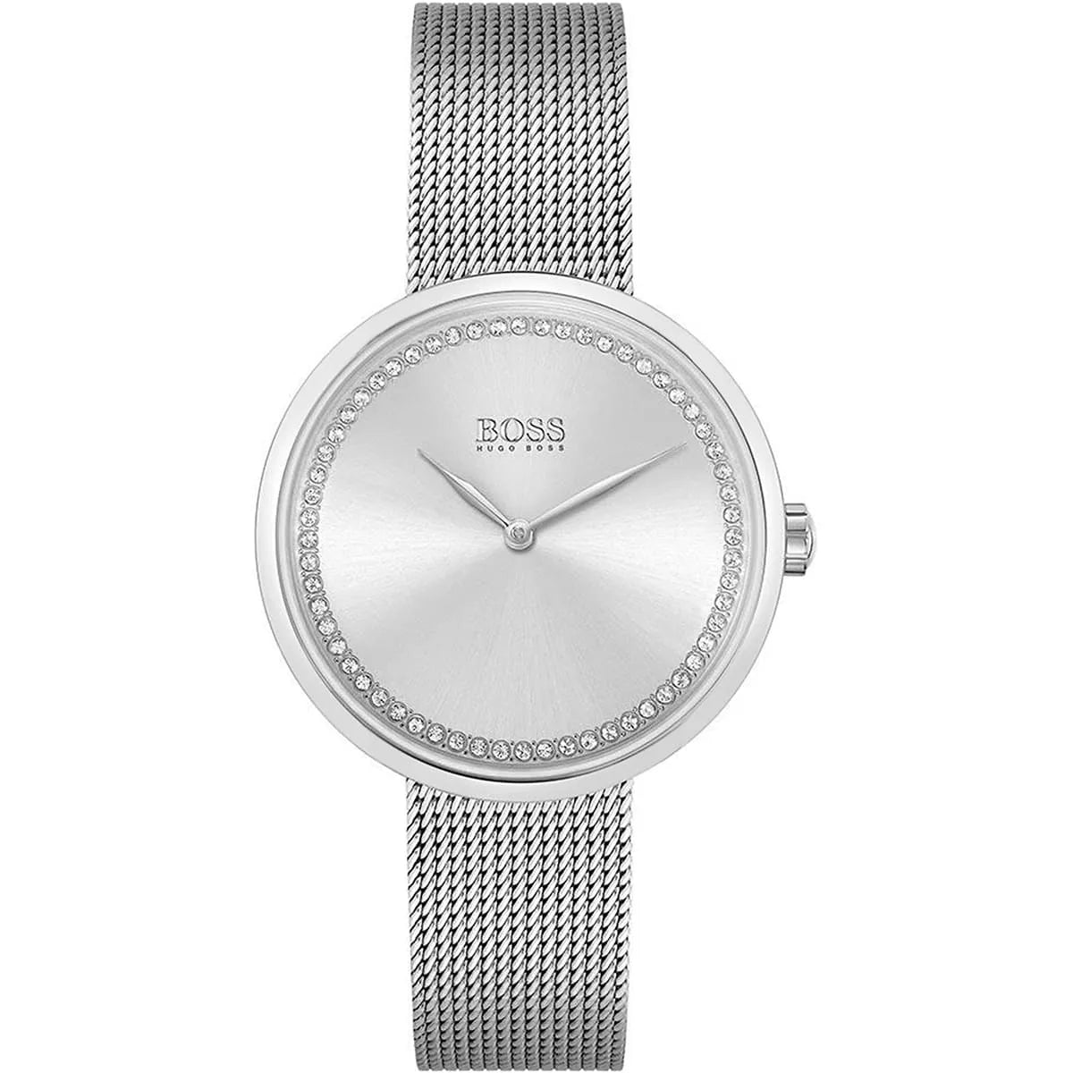Hugo Boss Praise 1502546 women's watch silver mesh bracelet crystal ring dial