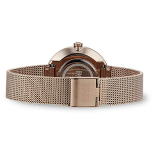 Rose gold tone stainless steel sliding clasp on the Hugo Boss 1502548 mesh watch