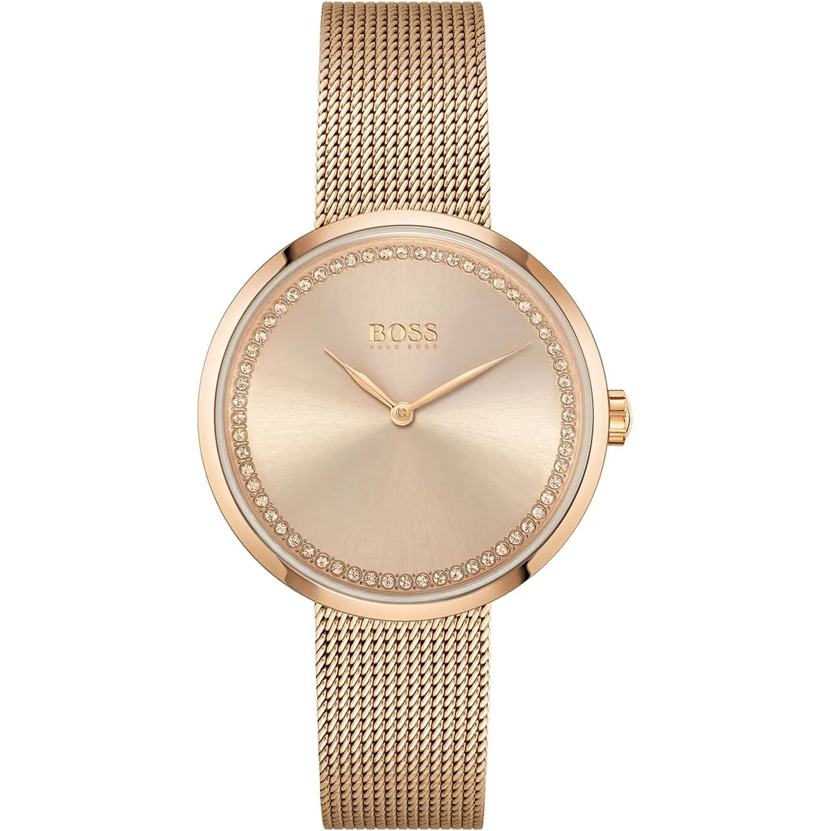 Hugo Boss Praise 1502548 women's watch rose gold mesh bracelet crystal ring dial
