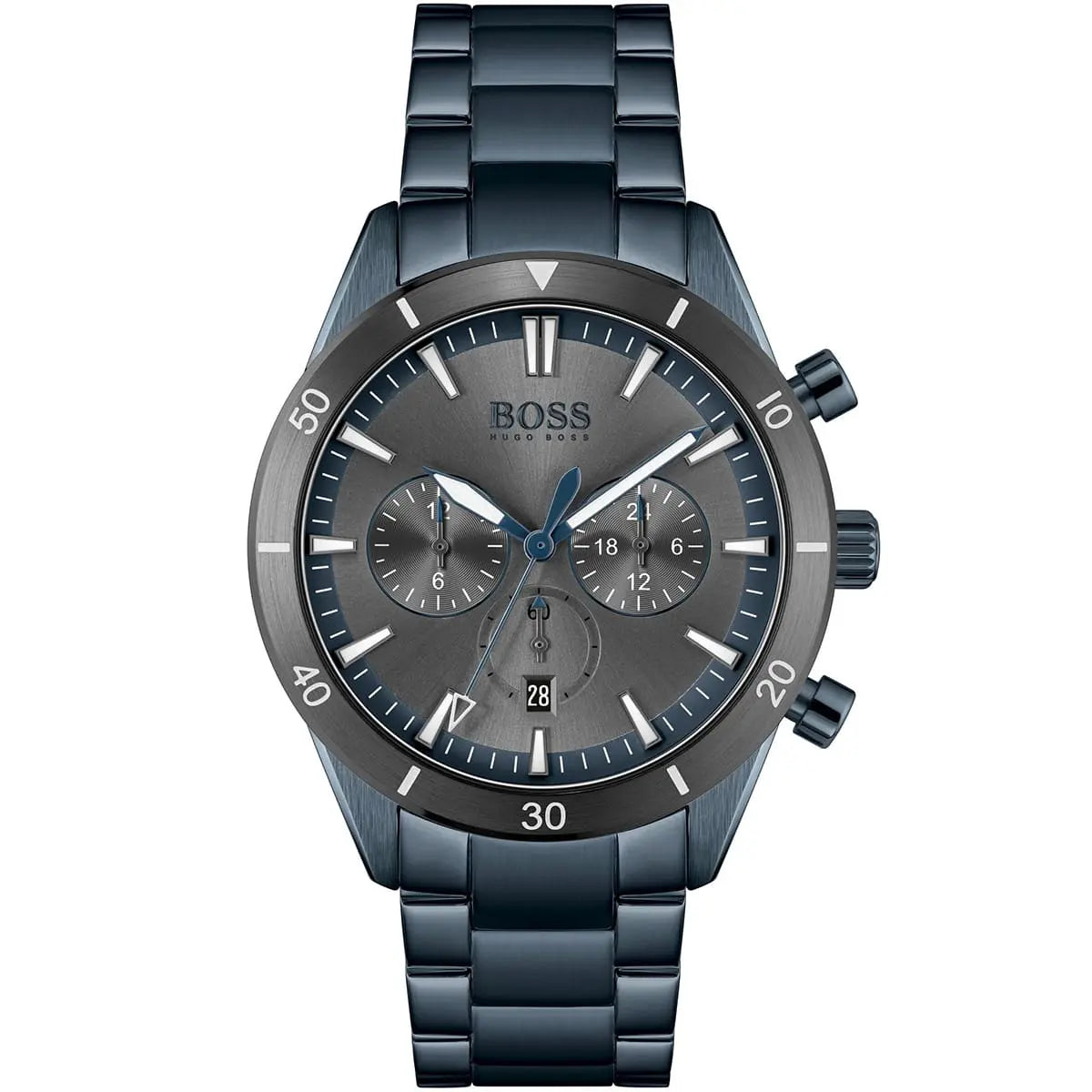 Hugo Boss Santiago 1513865 men's watch with blue ion-plated stainless steel strap and grey dial