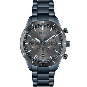 Hugo Boss Santiago 1513865 men's watch with blue ion-plated stainless steel strap and grey dial