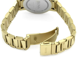 Gold tone stainless steel fold-over clasp on the Hugo Boss 1502541 watch