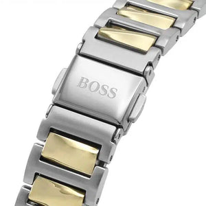 Two-tone stainless steel fold-over clasp on the Hugo Boss 1502568 watch