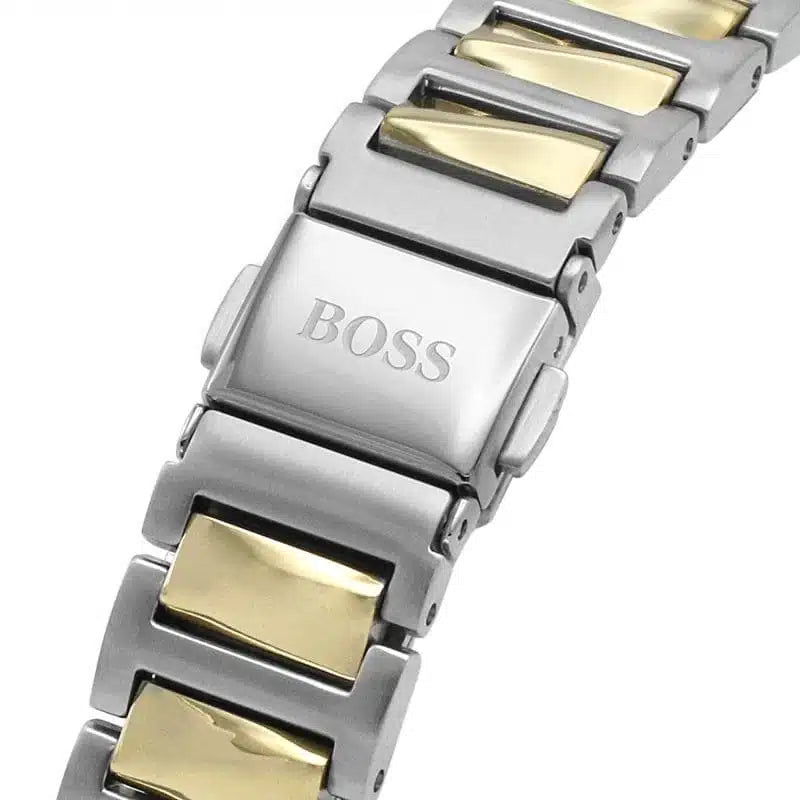Two-tone stainless steel fold-over clasp on the Hugo Boss 1502568 watch