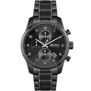 Hugo Boss Skymaster 1513785 men's chronograph watch with full black ion-plated stainless steel design