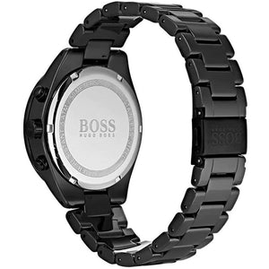 Back view of the Hugo Boss 1513581 watch showing the stainless steel caseback details
