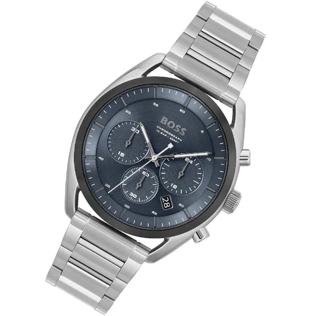 Authentic real-life photo of the Hugo Boss Top 1514093 watch showing actual blue color and tag