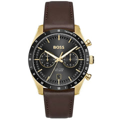 Front view of Hugo Boss Tourmaster 1514285 dual time men's watch on a white background.