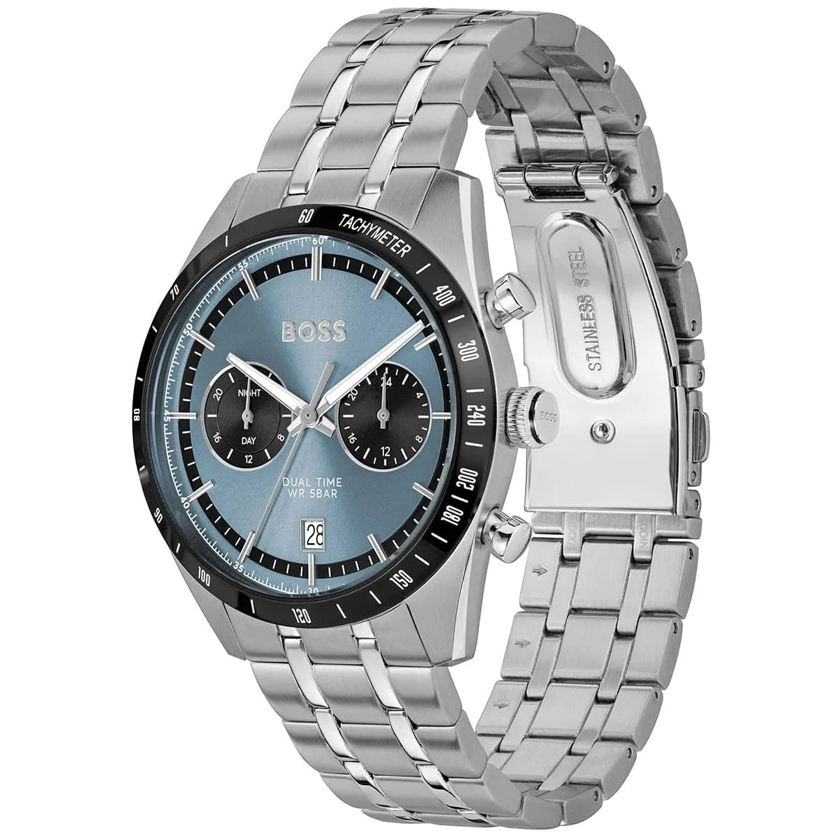 Side profile view showing the case thickness of the Hugo Boss Tourmaster 1514286 watch.
