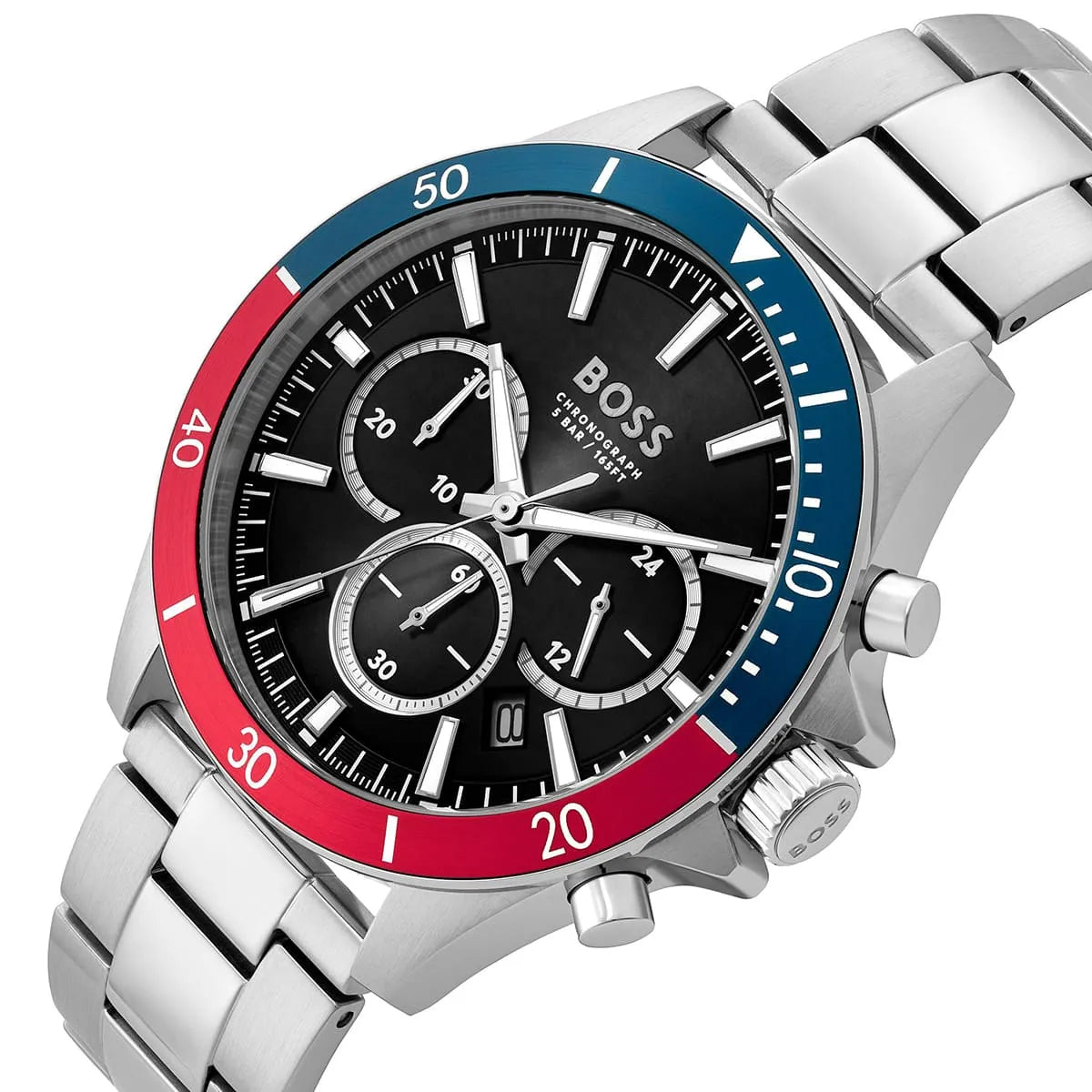 Side profile view of the 11.2mm thick stainless steel case of the Hugo Boss Troper 1514108