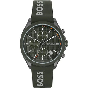 Hugo Boss Velocity 1514060 men's chronograph watch with green rubber strap and green case