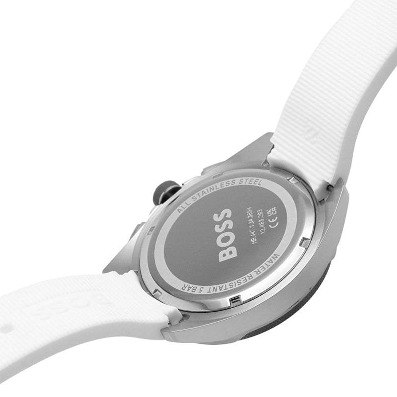 Back view of the Hugo Boss 1513948 watch showing the stainless steel caseback details