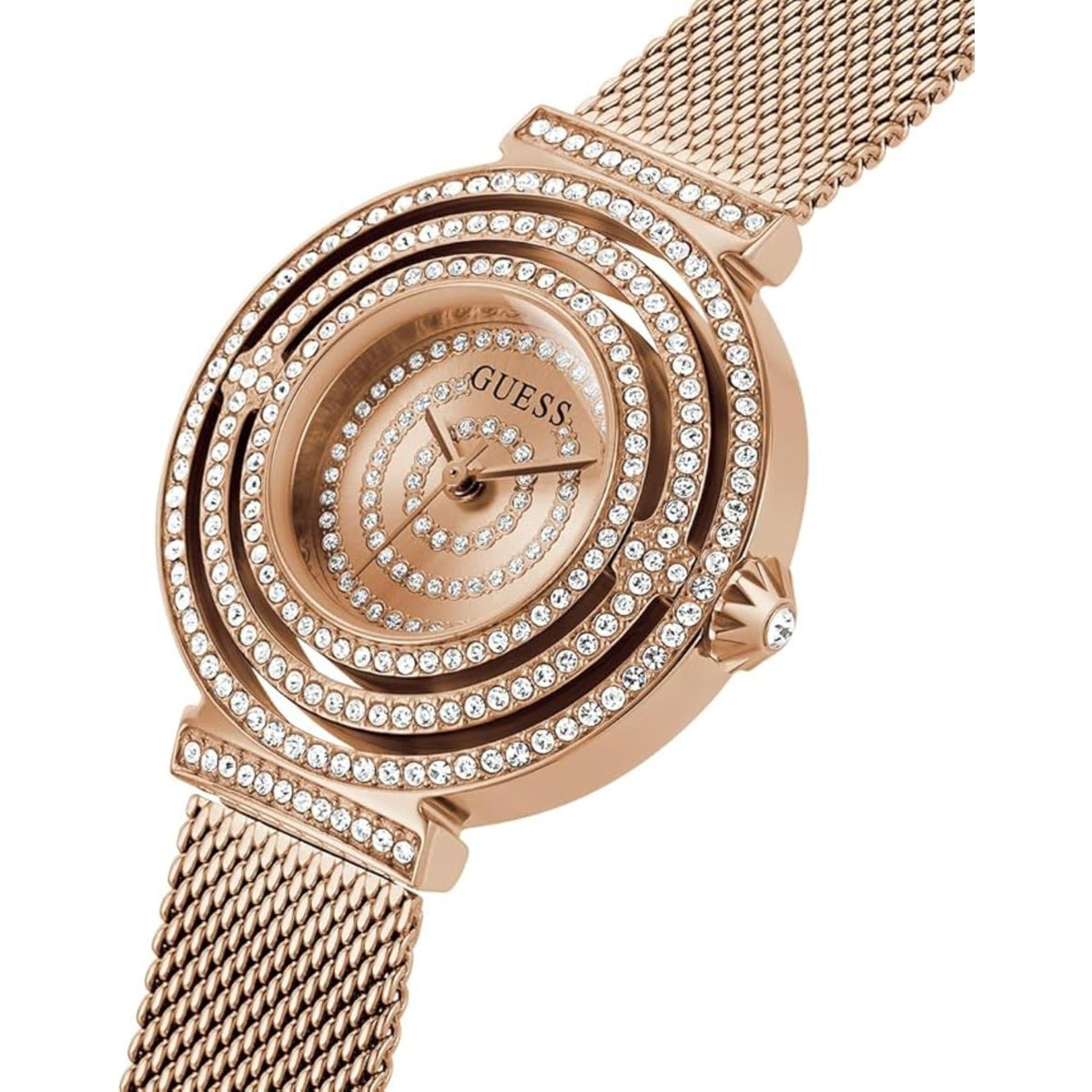 Guess Dream GW0550L3 women's watch - rose gold crystal dial rose gold mesh strap, side view