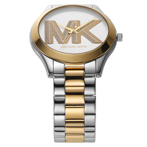Michael Kors MK4735 Women’s Silver Dial Two-Tone Stainless Steel Crystal Logo Watch - Luxury Hub Store