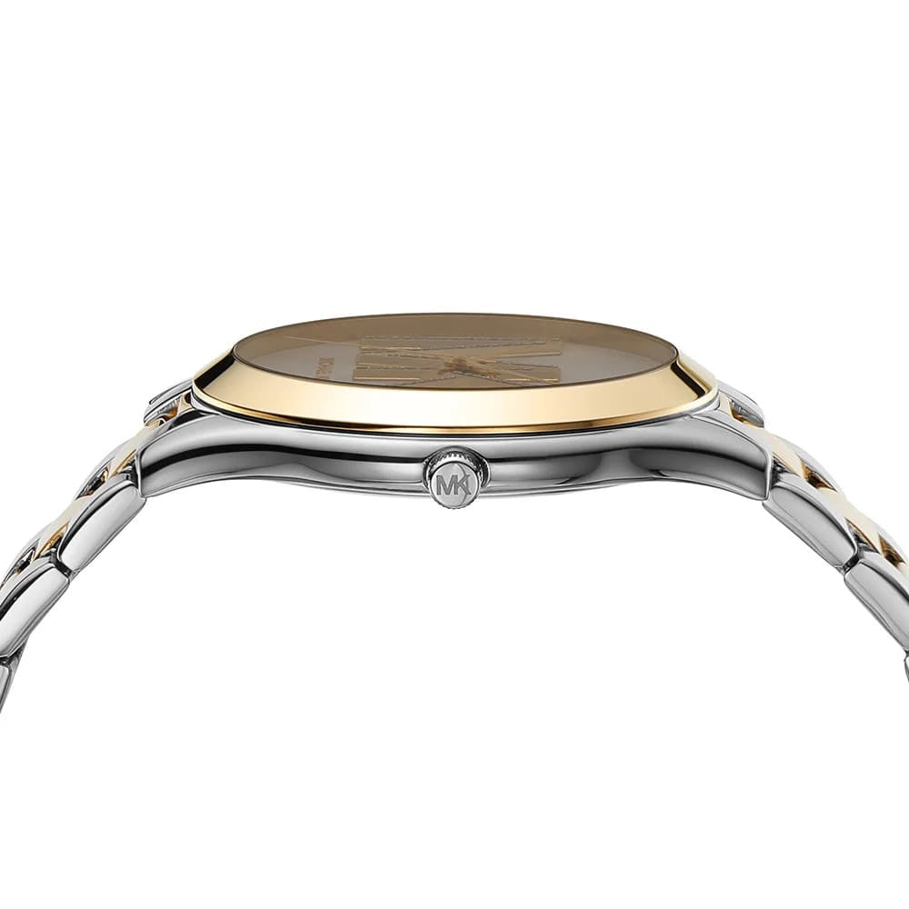 Michael Kors MK4735 Women’s Silver Dial Two-Tone Stainless Steel Crystal Logo Watch - Luxury Hub Store