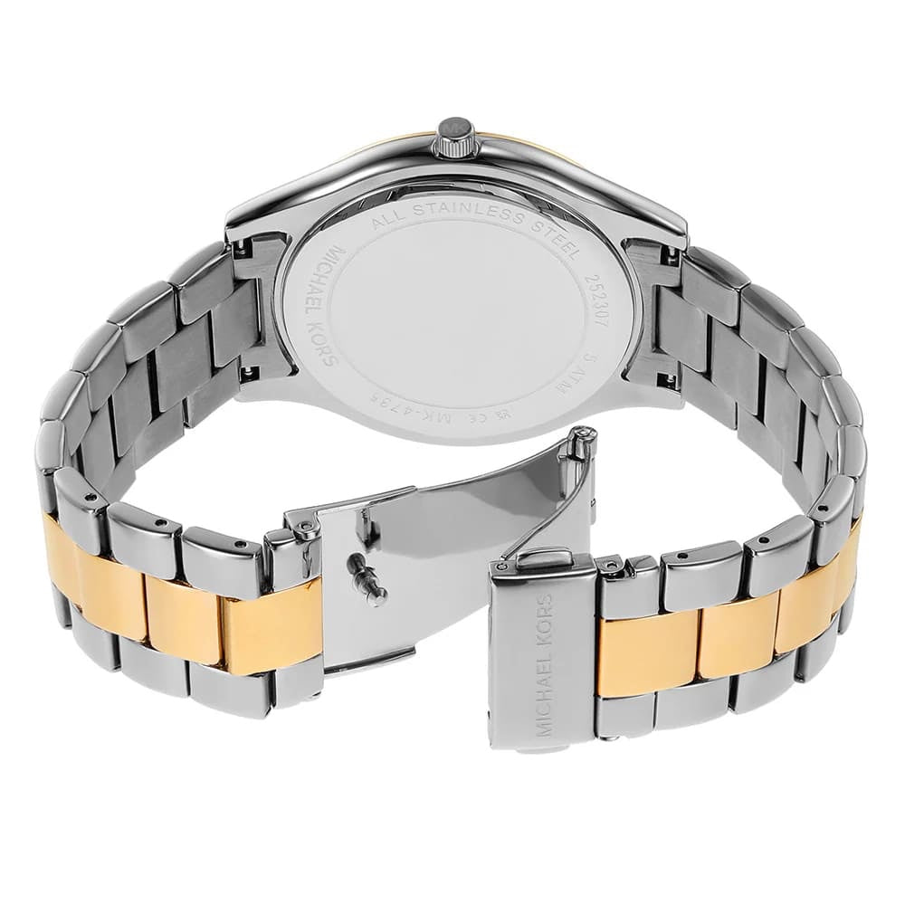 Michael Kors MK4735 Women’s Silver Dial Two-Tone Stainless Steel Crystal Logo Watch - Luxury Hub Store