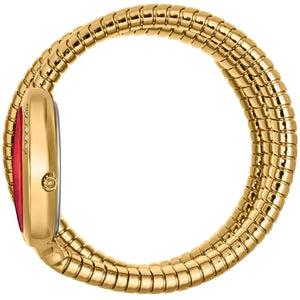 Side view photo of the unique case of Just Cavalli JC1L228M0045 showing case thickness and asymmetric snake shape from Luxury Hub Store