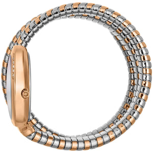 Side view photo of the unique case of Just Cavalli JC1L228M0085 showing case thickness and asymmetric snake shape from Luxury Hub Store