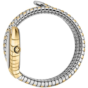 Side view photo of the unique case of Just Cavalli JC1L248M0055 showing case thickness and asymmetric shape from Luxury Hub Store
