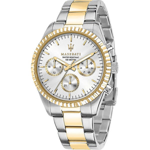 Maserati Competizione R8853100021 men's watch with two-tone silver and gold stainless steel bracelet and silver dial