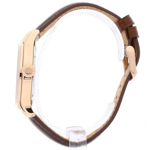 Side profile view showing the slim 10mm rose gold stainless steel case of the Maserati watch