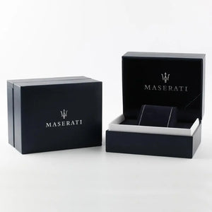 Original Maserati watch premium packaging box and warranty documentation