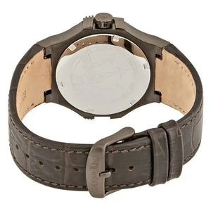 Stainless steel buckle clasp with Maserati logo on the brown leather strap of the R8851108014