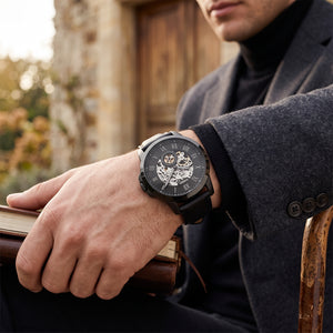 Fossil Townsman ME3096 men's automatic watch worn on the wrist.