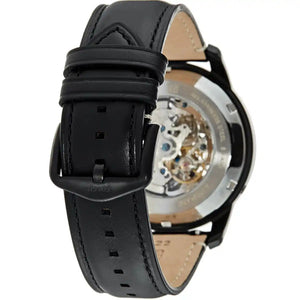 Black genuine leather strap detail of the Fossil Townsman ME3096.